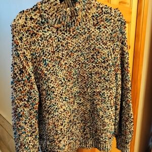 Caslon Textured Knit Sweater with Multicolor Pattern